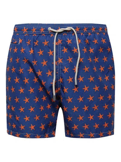 Mc2 Saint Barth Pattern-jacquard Swim Shorts In Blue