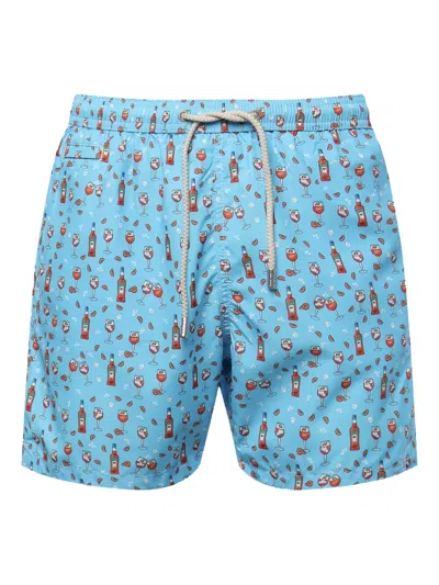 Mc2 Saint Barth Pattern-jacquard Swim Shorts In Blue