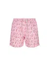 Mc2 Saint Barth Pattern-printed Drawstring Swim Shorts In Pink