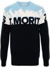Mc2 Saint Barth Patterned-intarsia Panelled Jumper In Blue
