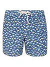Mc2 Saint Barth Recycled Nylon Swim Trunks With Shark Trouble Multicolor Print In Multicolour