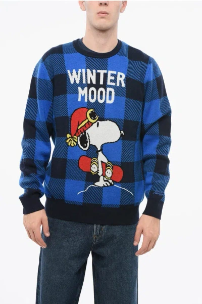 Mc2 Saint Barth Peanuts Checked Wool Blend Winter Mood Crew-neck Sweater