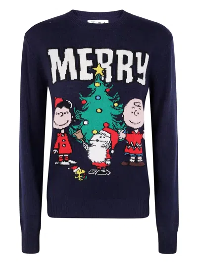 Mc2 Saint Barth Peanuts Christmas Sweater In Blue