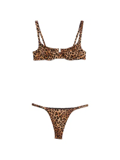 Mc2 Saint Barth Perlamir Leopard-print Bikini In Brown