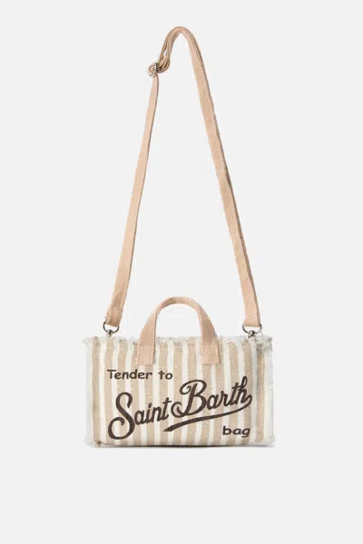 Mc2 Saint Barth Phone Bag Beige Stripes In Brown