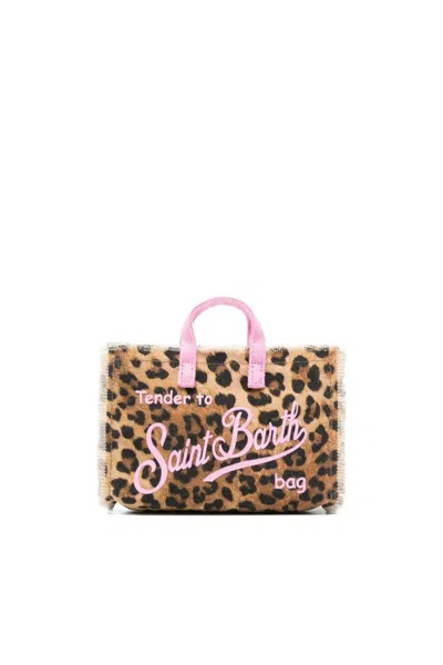 Mc2 Saint Barth Phone Bag Sand Leopard In Black