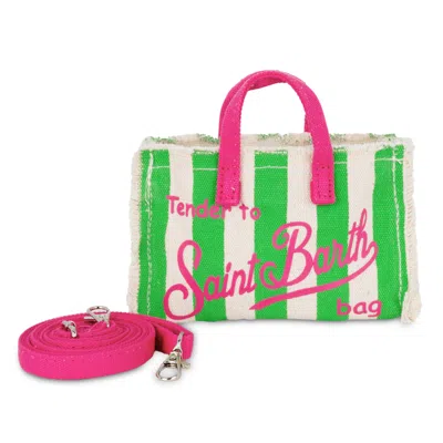 Mc2 Saint Barth Phone Bag Stripes Pop Beige, Green &amp; Pink In Multi