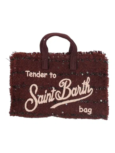 Mc2 Saint Barth Phone Bag Tweed-mini Paillettes 18 Emb In Brown