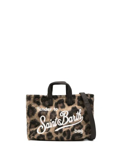 Mc2 Saint Barth Kids' Phone Leopard-print Tote Bag In Multi