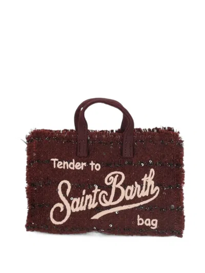 Mc2 Saint Barth Phone Sequin-embellished Tweed Tote Bag In Purple