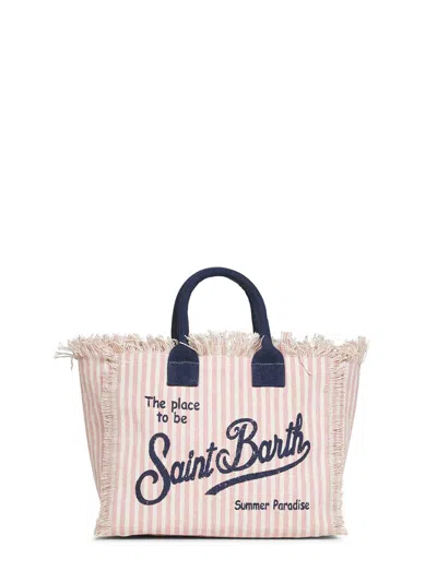 Mc2 Saint Barth Pink And Cream Colette Handbag With Shoulder Strap In Multi