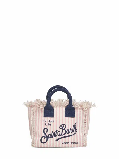 Mc2 Saint Barth Pink And Cream Mini Vanity Handbag With Shoulder Strap
