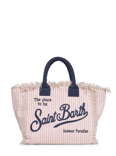Mc2 Saint Barth Striped Fringe-trim Tote Bag In Neutral