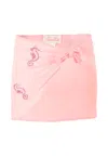 Mc2 Saint Barth Pink Beach Cover-up For Girl With Seahorse In Pink