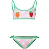 Mc2 Saint Barth Pink Bikini For Girl With Frutits And Polka Dots In Pink