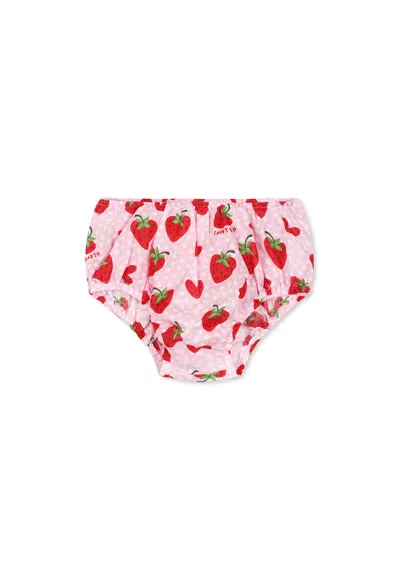 Mc2 Saint Barth Pink Briefs For Baby Girl With Strawberry Print
