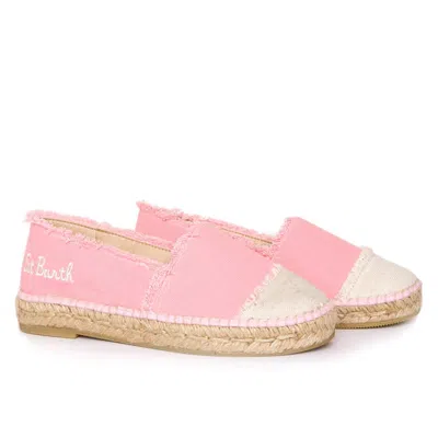 Mc2 Saint Barth Pink Canvas Espadrillas With Embroidery