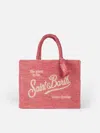 Mc2 Saint Barth Pink Colette Raffia Handbag With Embroidery In Pink