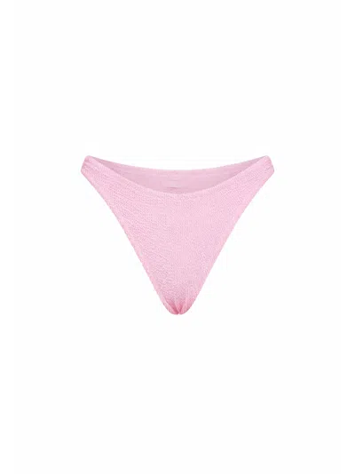 Mc2 Saint Barth Pink Crinkle Fabric Naomi High-leg Cut Bikini Bottom