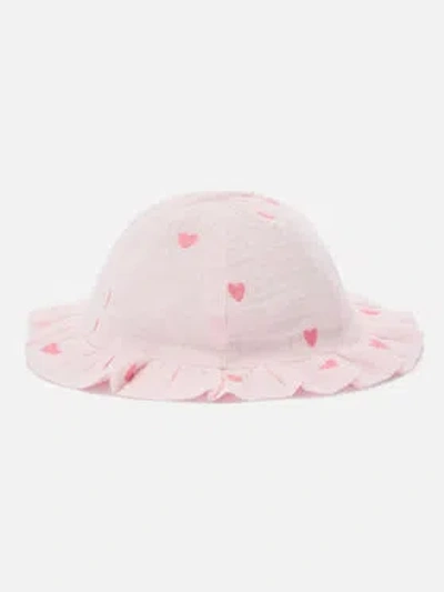 Mc2 Saint Barth Pink Doremi Sun Hat With Heart Embroidery