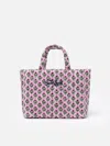 Mc2 Saint Barth Pink Flower Quilted Soft Tote Mid Bag In Pink