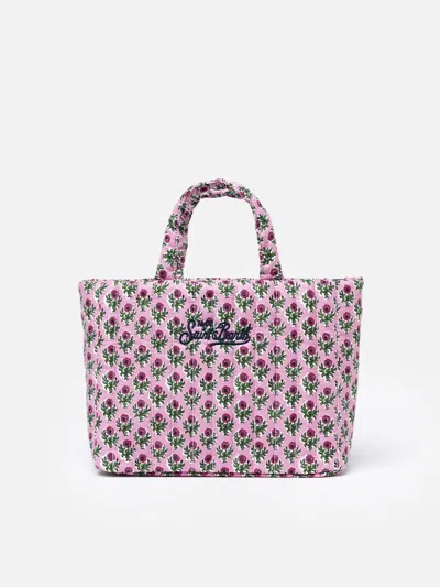 Mc2 Saint Barth Pink Flower Quilted Soft Tote Mid Bag