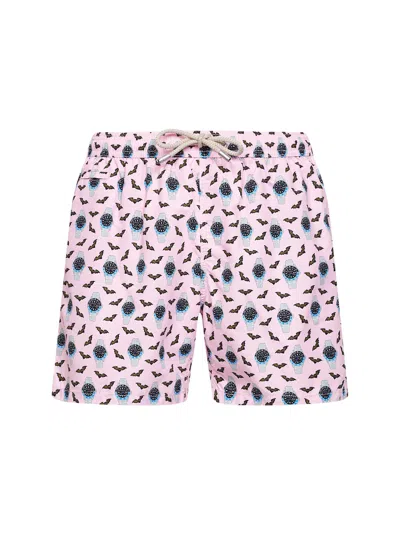 Mc2 Saint Barth Pink Lightweight Printed Fabric Lighting Swim Shorts In Multi