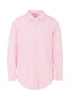 Mc2 Saint Barth Pink Shirt For Girl With Green Logo In Pink