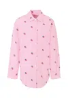 Mc2 Saint Barth Mini Brigitte Strawberry-print Striped Shirt In Pink