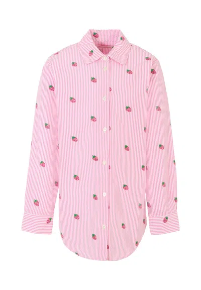 MC2 SAINT BARTH PINK SHIRT FOR GIRL WITH STRAWBERRY
