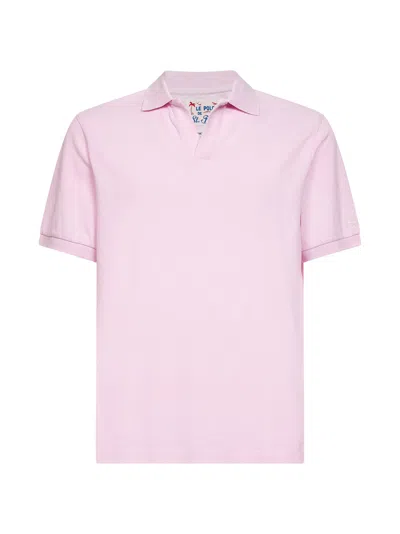 Mc2 Saint Barth Pink Stretch Cotton Piquet Charles Buttonless Polo Shirt