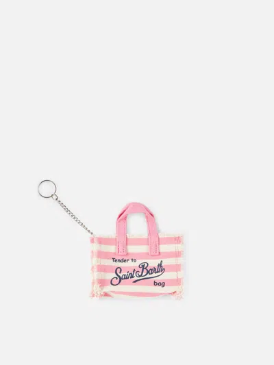 Mc2 Saint Barth Pink Striped Cotton Canvas Key Holder