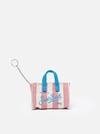 Mc2 Saint Barth Pink Striped Cotton Canvas Key Holder