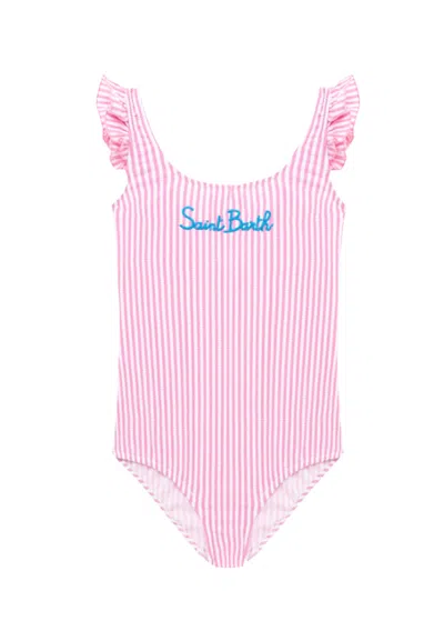 Mc2 Saint Barth Kids' Pink Swimsuit For Girl With Logo