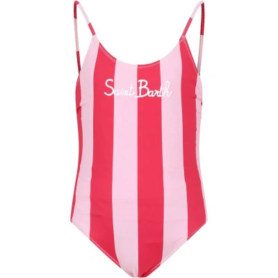 Mc2 Saint Barth Kids' Pink Swimsuit For Girl With Logo