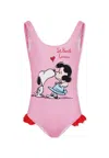 Mc2 Saint Barth Pink Swimsuit For Girl With Snoopy In Pink