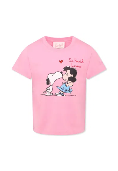 Mc2 Saint Barth Kids' Pink T-shirt For Girl With Snoopy