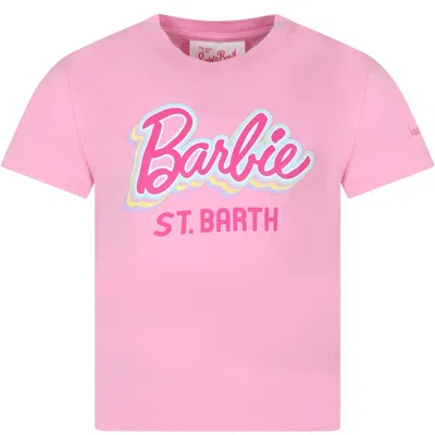 Mc2 Saint Barth Kids' Pink T-shirt For Girl With Writing