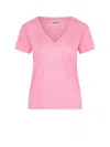 Mc2 Saint Barth Pink V-neck T-shirt With Logo