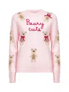 Mc2 Saint Barth Pink Wool Blend New Queen Embroidered Sweater In Pink