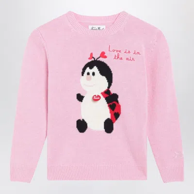 Mc2 Saint Barth Pink Wool-blend Sweater With Trudi Ladybug