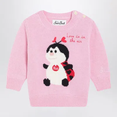 Mc2 Saint Barth Pink Wool-blend Sweater With Trudi Ladybug
