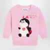Mc2 Saint Barth Pink Wool-blend Sweater With Trudi Ladybug In Pink