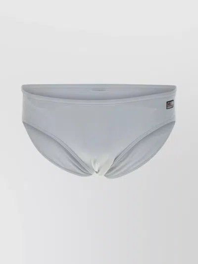 Mc2 Saint Barth Piping Swimsuit Elastic Waistband In White