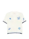 Mc2 Saint Barth Pixie Embroidered Open-knit Sweater In White