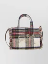 Mc2 Saint Barth Plaid Fringe Shoulder Bag With Dual Handles In Multi