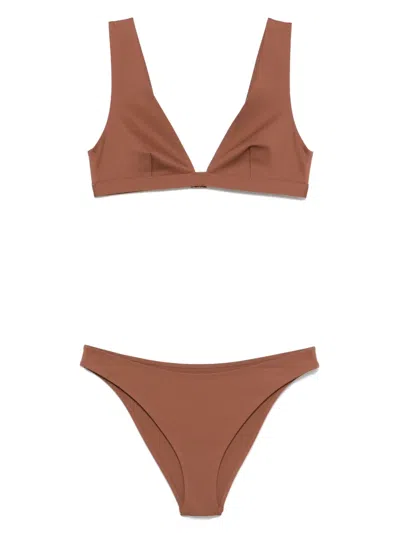 Mc2 Saint Barth Plunge-style Bikini In Brown