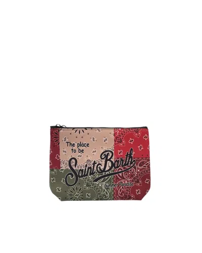 Mc2 Saint Barth Aline Bandana-print Clutch Bag In Red