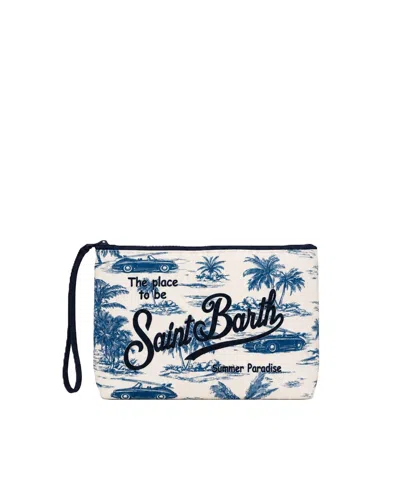 Mc2 Saint Barth Pochette Aline Beach Car Toile In Blue