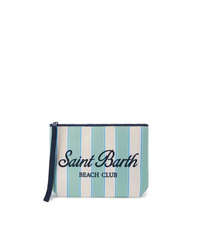 Mc2 Saint Barth Pochette Aline Beach Stripes Verde Acqua In Multi